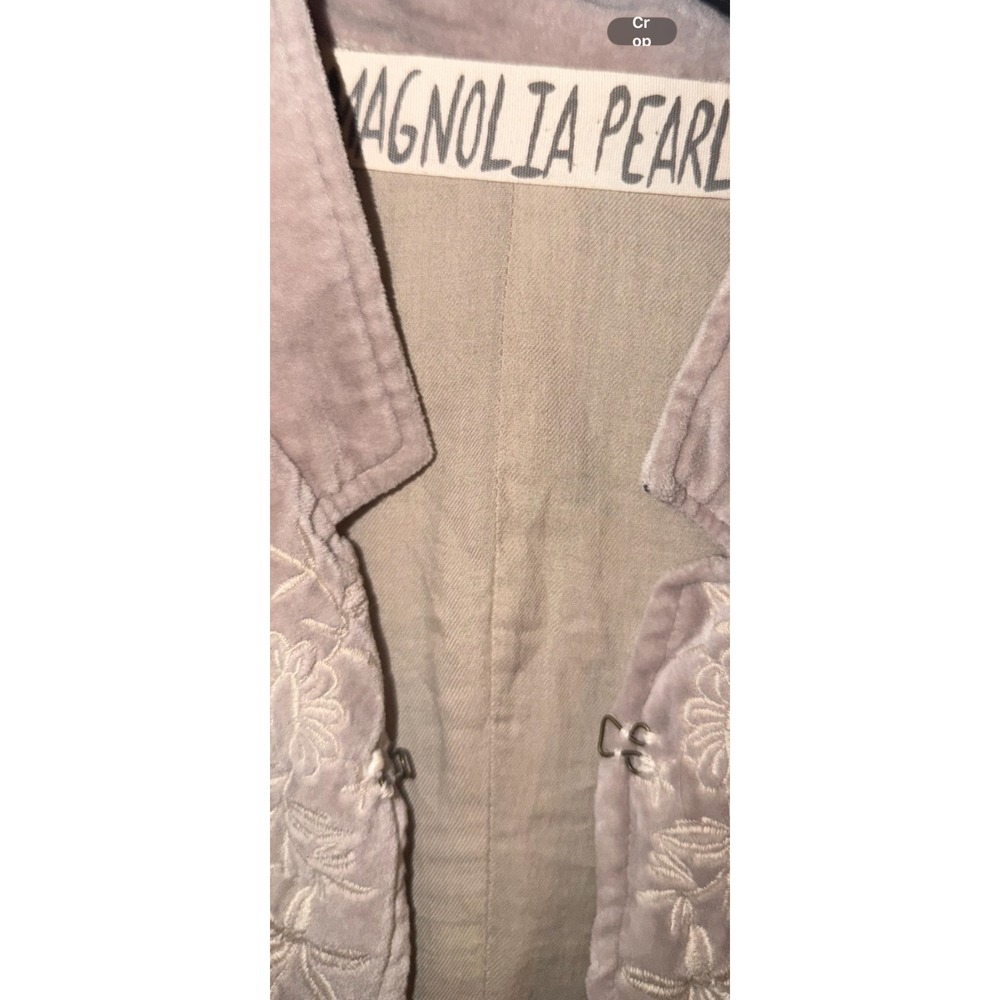 Magnolia Pearl Embroidered Velvet coat Taupe Cotton One Size - Picture 8 of 8
